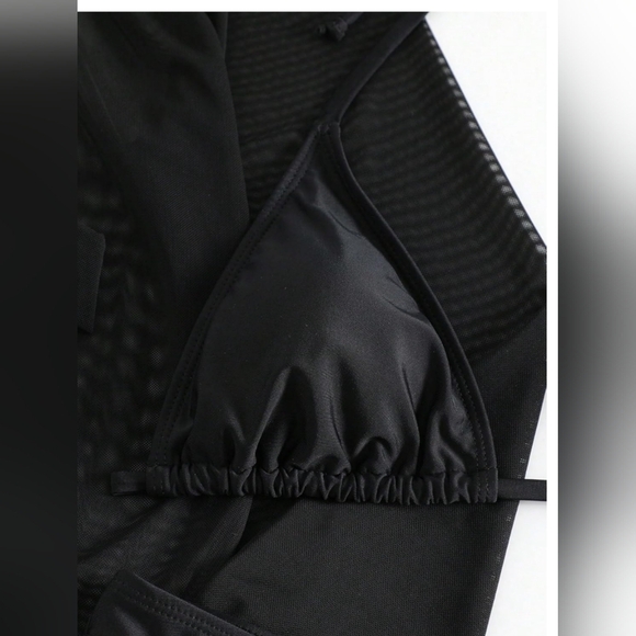 NEW 2/$50 3 Piece Triangle Halter Bikini Swimsuit &‎ Kimono Cover Up-(#1483) - Picture 3 of 5